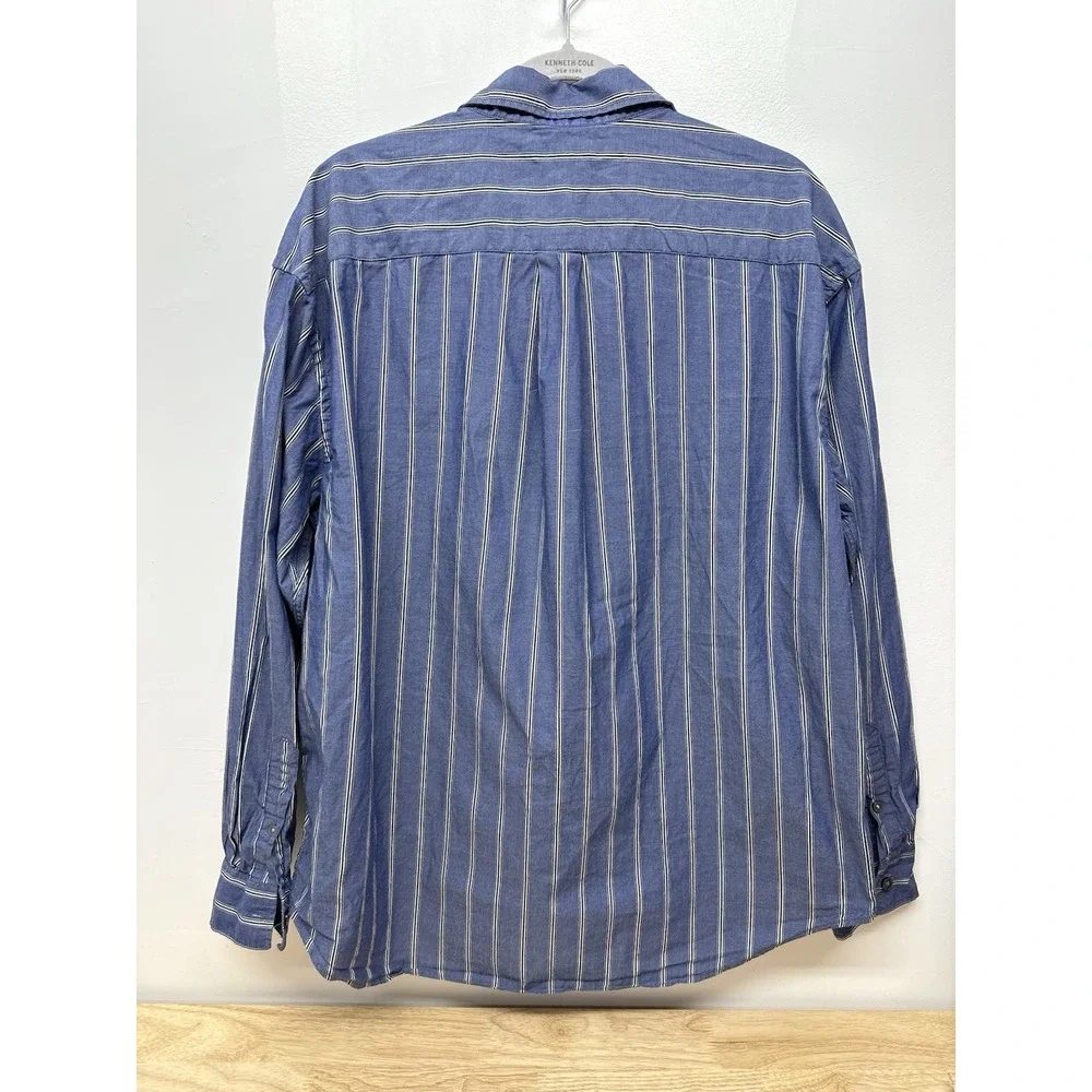 Banana Republic Blue White Striped‎ men's Long Sleeve Button Up Shirt Large #11
